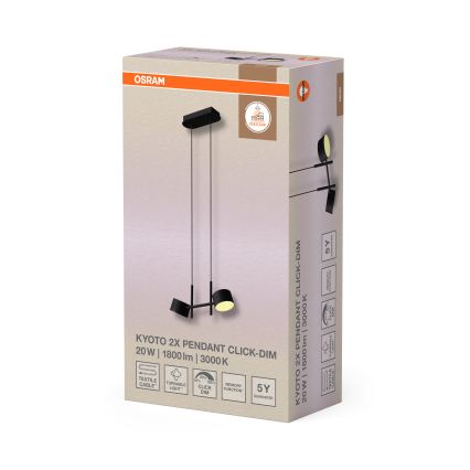 Osram - LED-dæmpbar kabelpendel DECOR KYOTO 2xLED/10W/230V CRI 90 sort