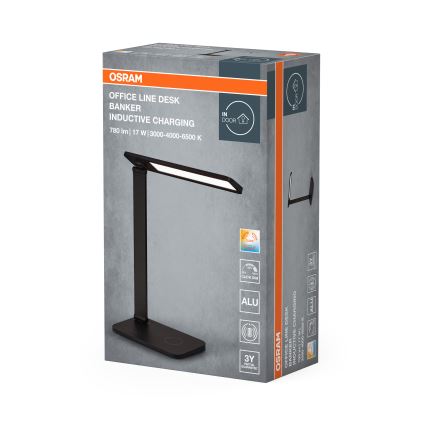 Osram - Dæmpbar LED-bordlampe OFFICE LINE LED/17W/230V 3000/4000/6500K sort