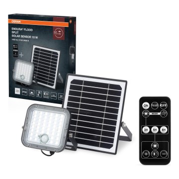 Osram - LED-dæmpbar solcelleprojektør med sensor ENDURA LED/10W/4,2V 4000K IP65 sort + fjernbetjening