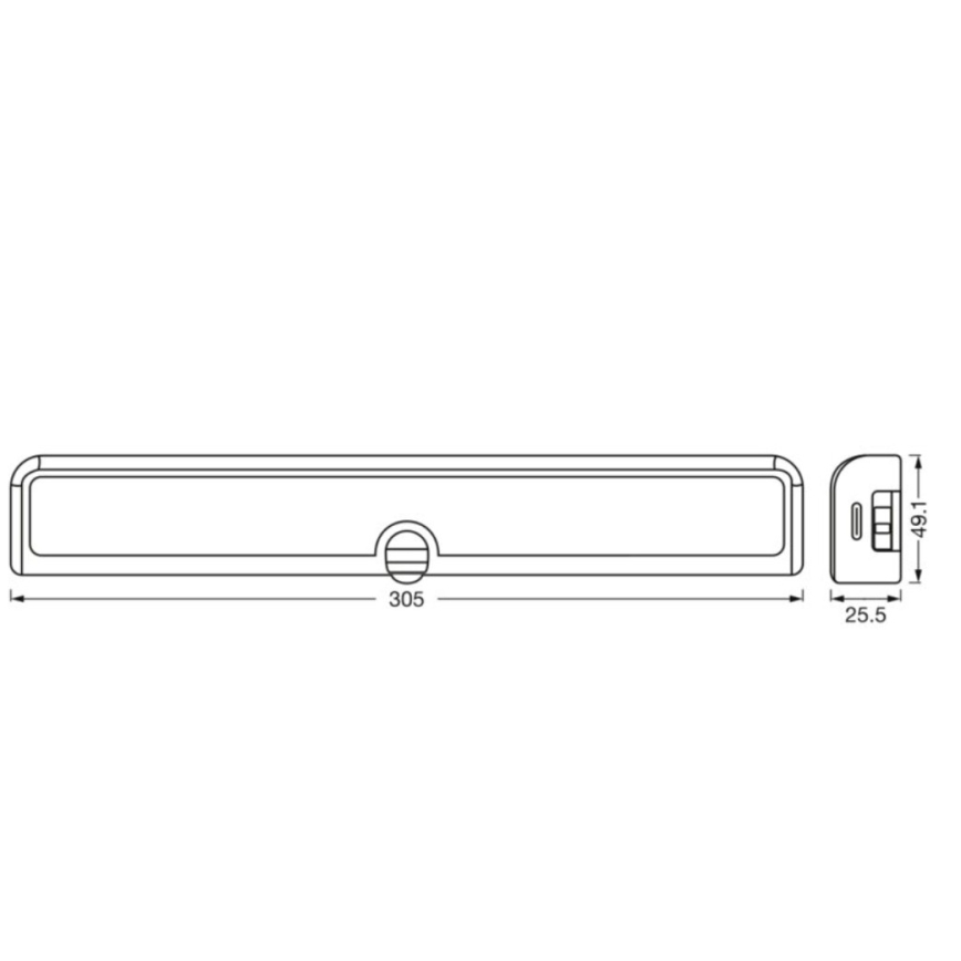 Osram - LED dæmpbar underskabslampe med bevægelses- og skumringssensor LINEAR LED/3,8W/5V/3xAA 3000K 30 cm hvid