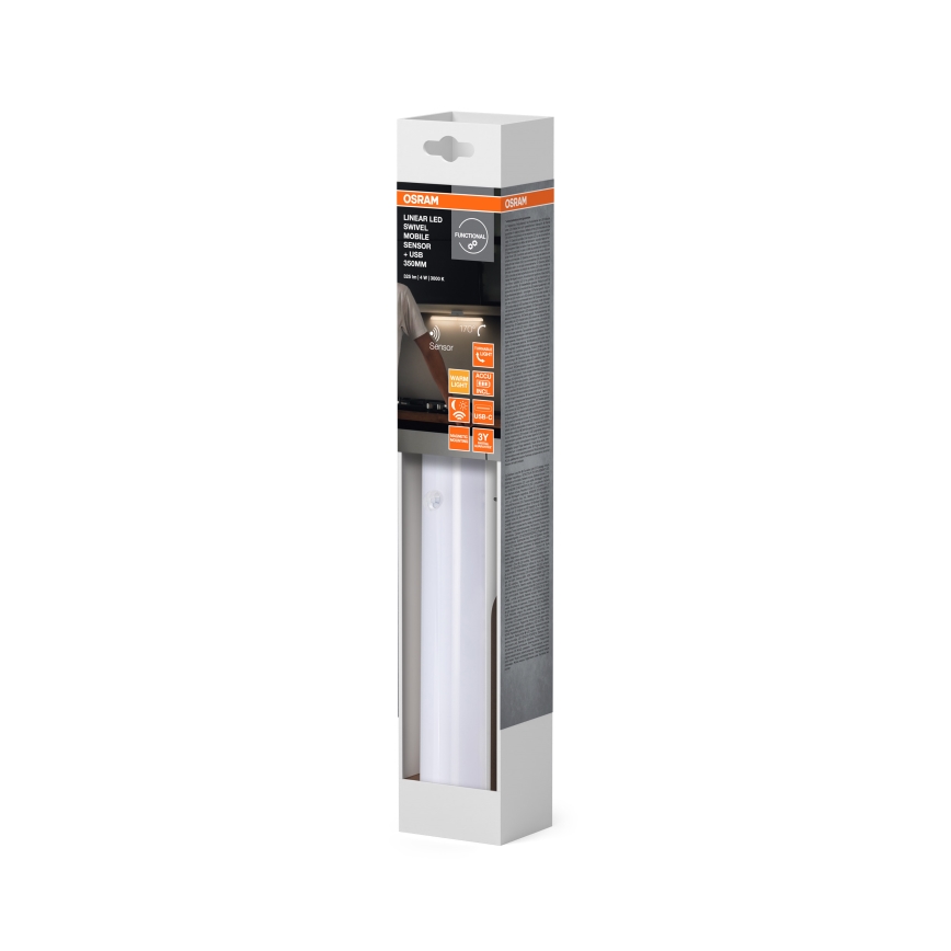 Osram - LED dæmpbar underskabsarmatur med bevægelses- og skumringssensor LINEAR LED/5W/3,7V 2200 mAh 3000K 35 cm hvid