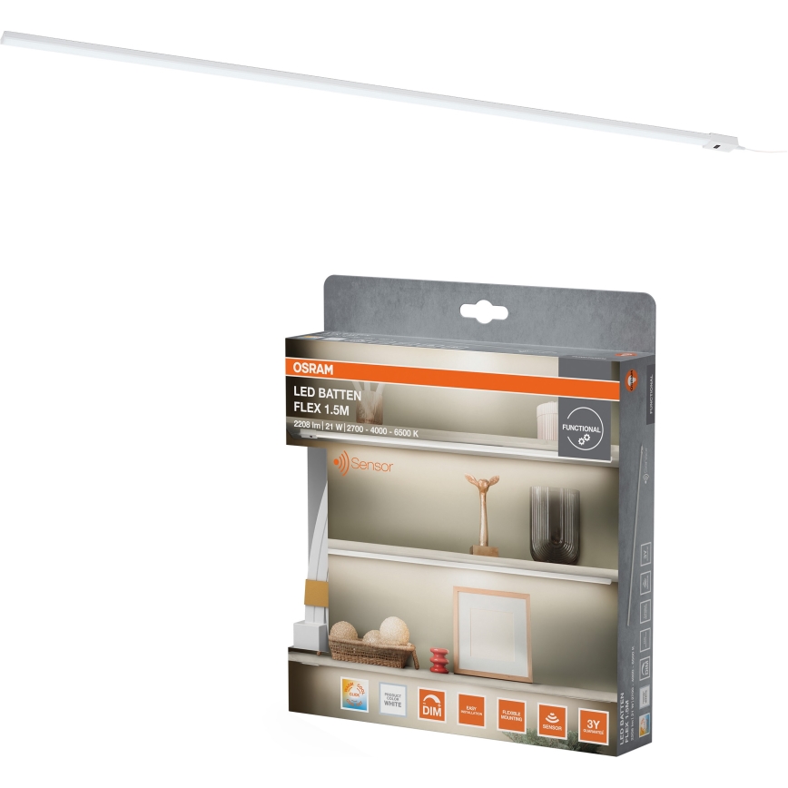 Osram - LED Dæmpbar underskabsarmatur med bevægelsessensor BATTEN LED/21W/230V 2700/4000/6500K 150,4 cm hvid