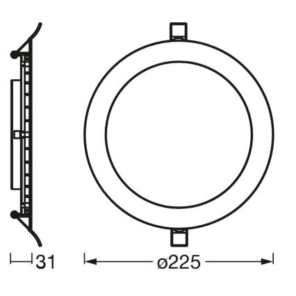 Osram - LED indbygningslampe SLIM LED/22W/230V 3000K