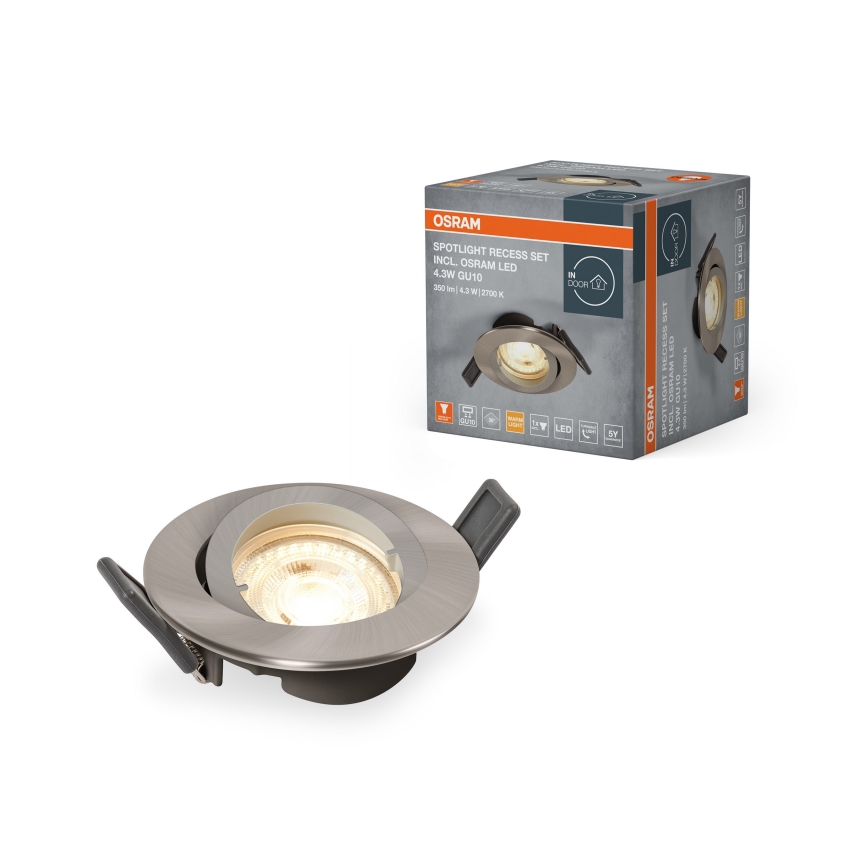 Osram - LED indbygningsspot SPOT 1xGU10/4,3W/230V 2700K CRI 90 mat krom