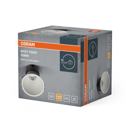 Osram - LED indbygningsspot SPOT TWIST LED/10W/230V 3000K Ø 9,3 cm hvid