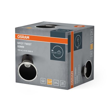 Osram - LED indbygningsspot SPOT TWIST LED/10W/230V 3000K Ø 9,3 cm hvid/sort