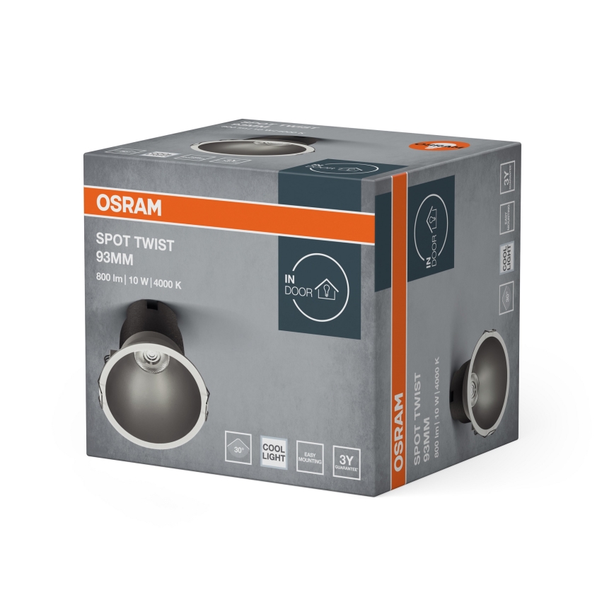Osram - LED indbygningsspot SPOT TWIST LED/10W/230V 4000K Ø 9,3 cm hvid/sølv