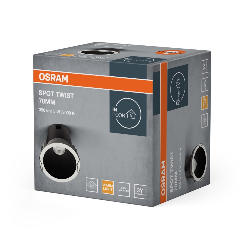Osram - LED indbygningsspot SPOT TWIST LED/5W/230V 3000K Ø 7 cm hvid/sort