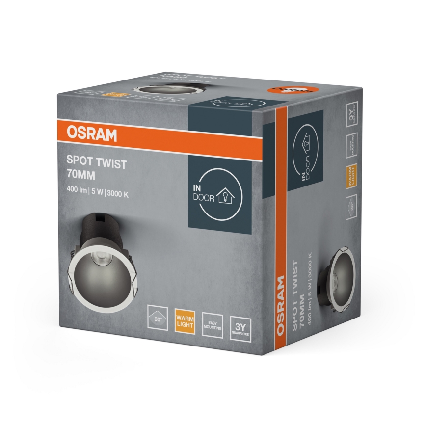 Osram - LED-indbygningsspot SPOT TWIST LED/5W/230V 3000K Ø 7 cm hvid/sølv