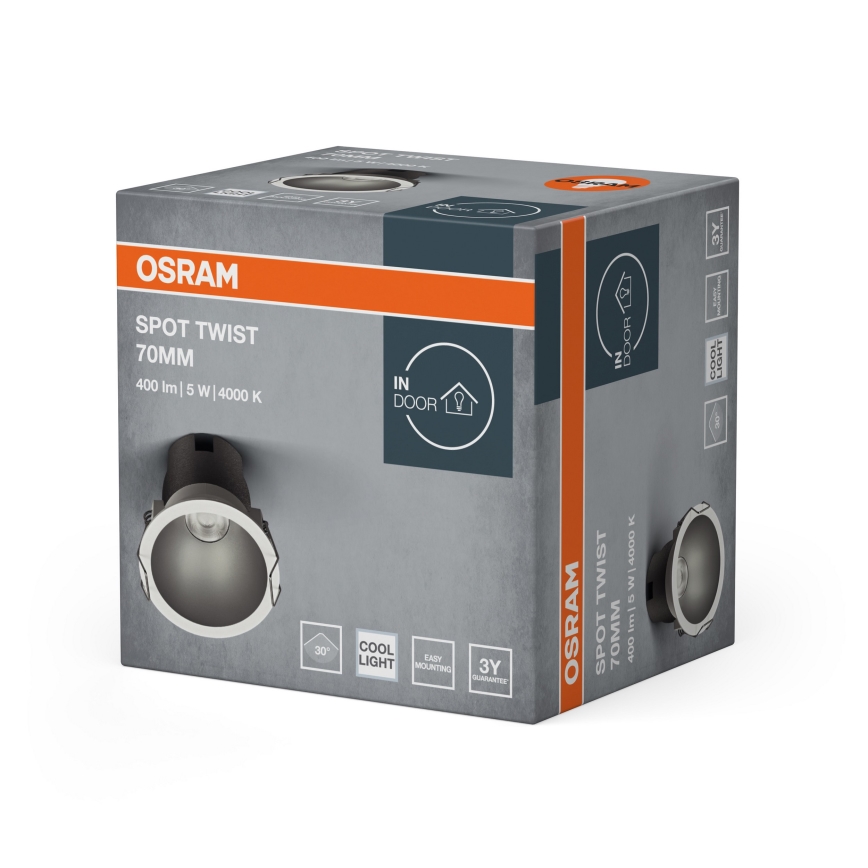Osram - LED-indbygningsspot SPOT TWIST LED/5W/230V 4000K Ø 7 cm hvid/sølv