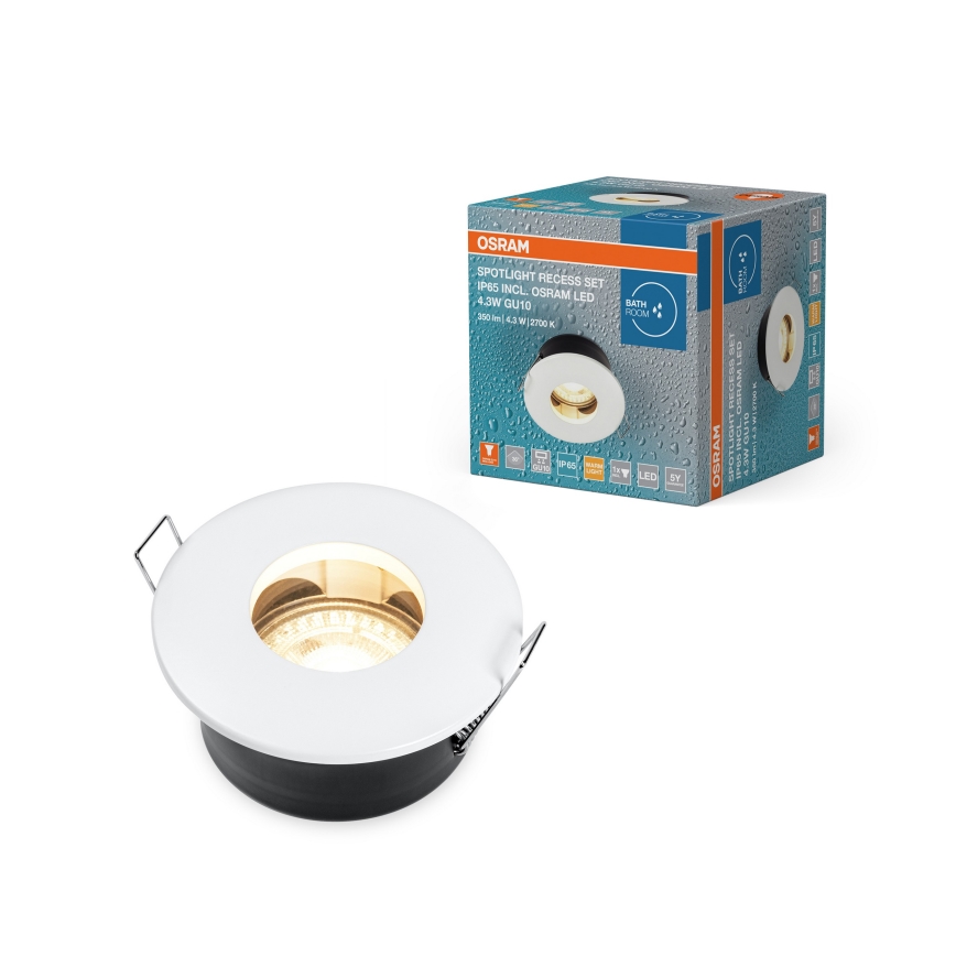 Osram - LED indbygningsspot til badeværelse SPOT 1xGU10/4,3W/230V 2700K CRI 90 Ø 8,5 cm IP65 hvid