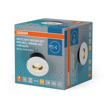 Osram - LED indbygningsspot til badeværelse SPOT 1xGU10/4,3W/230V 2700K CRI 90 Ø 8,5 cm IP65 hvid