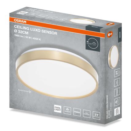 Osram - LED loftlampe med skumringssensor CEILING LUXO LED/18W/230V Ø 32 cm guld