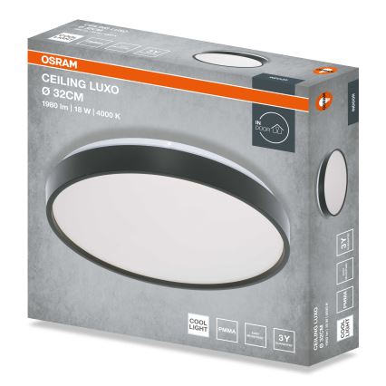 Osram - LED loftlampe CEILING LUXO LED/18W/230V Ø 32 cm sort