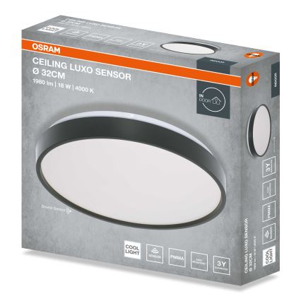 Osram - LED loftlampe med skumringssensor CEILING LUXO LED/18W/230V Ø 32 cm sort