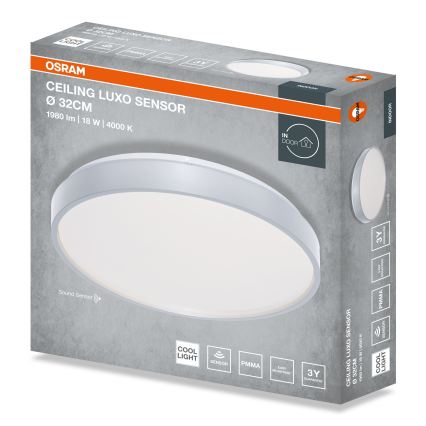 Osram - LED loftlampe med skumringssensor CEILING LUXO LED/18W/230V Ø 32 cm sølv