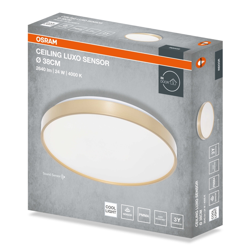 Osram - LED-loftlampe med skumringssensor CEILING LUXO LED/24W/230V Ø 38 cm guld
