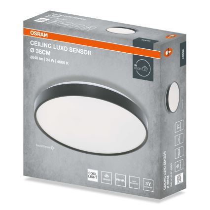 Osram - LED loftlampe med skumringssensor CEILING LUXO LED/24W/230V Ø 38 cm sort