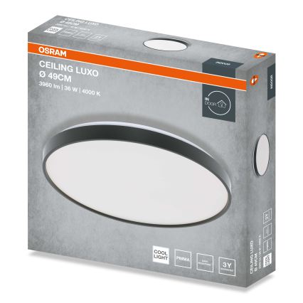 Osram - LED-loftlampe CEILING LUXO LED/36W/230V Ø 49 cm sort
