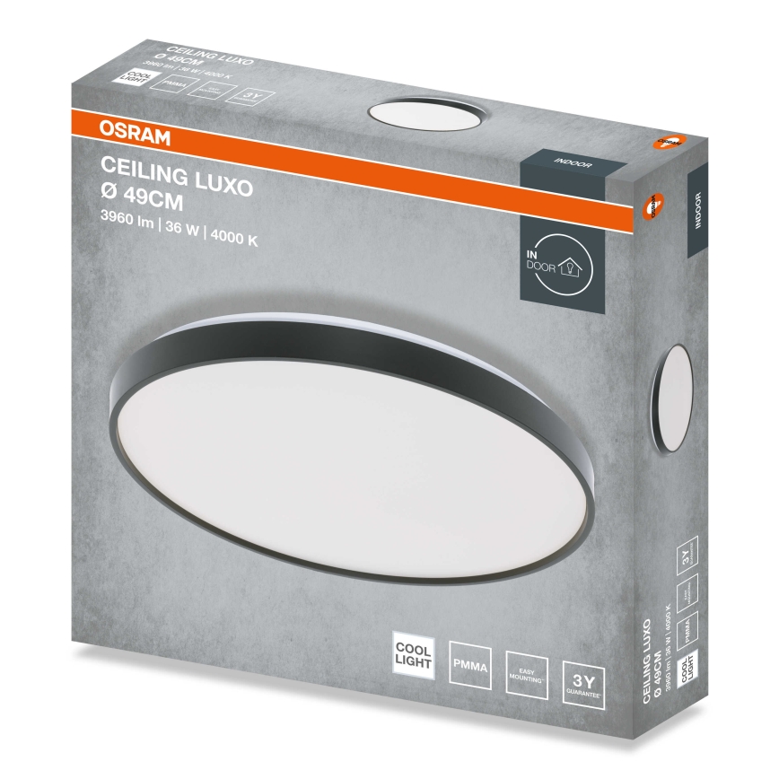 Osram - LED-loftlampe CEILING LUXO LED/36W/230V Ø 49 cm sort