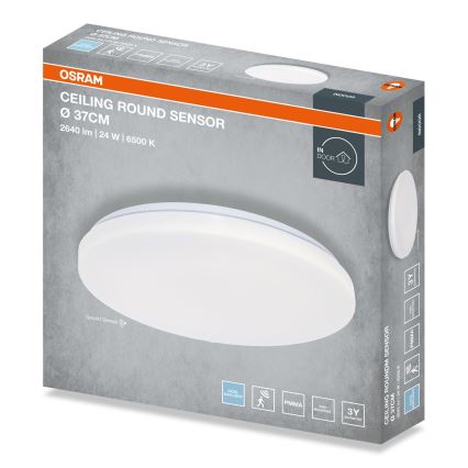 Osram - LED-loftlampe til badeværelse med skumringssensor CEILING ROUND LED/24W/230V 6500K Ø 37 cm hvid