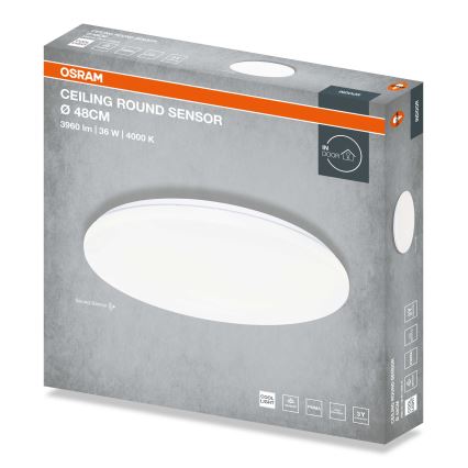 Osram - LED-loftlampe med skumringssensor CEILING ROUND LED/36W/230V 4000K Ø 48 cm hvid