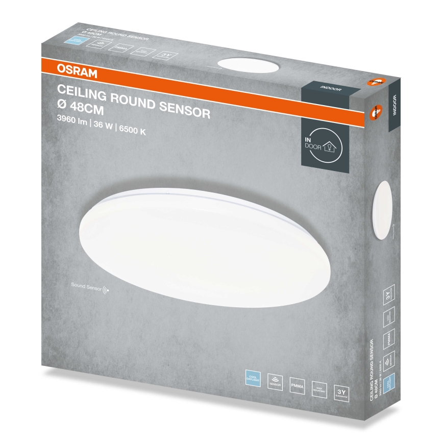 Osram - LED-loftarmatur med skumringssensor CEILING ROUND LED/36W/230V 6500K Ø 48 cm hvid