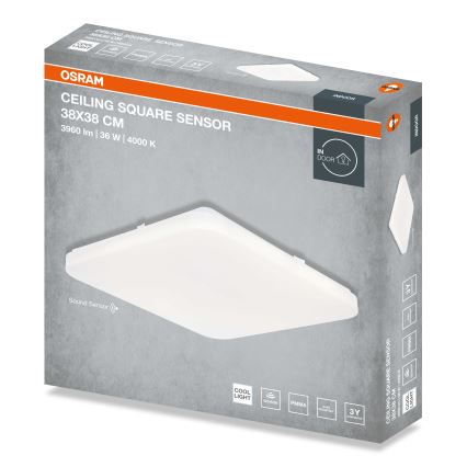 Osram - LED loftlampe med skumringssensor CEILING SQUARE LED/36W/230V 4000K 38x38 cm hvid