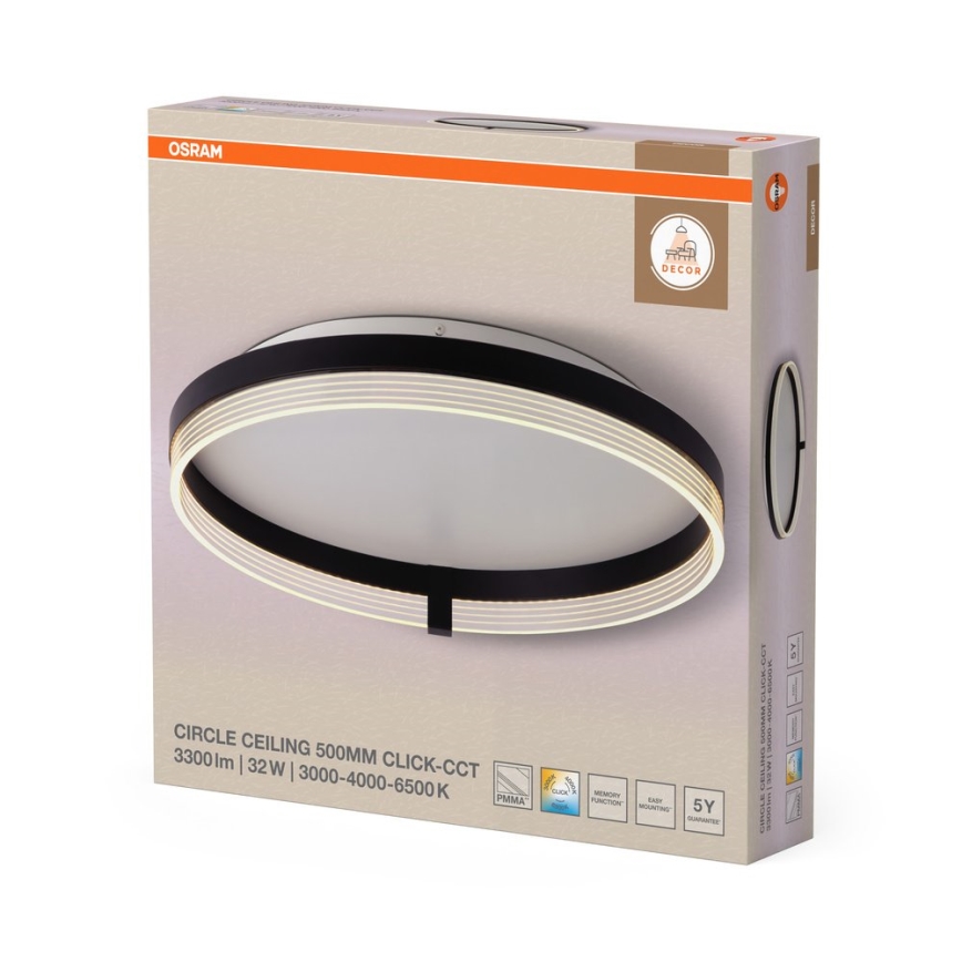 Osram - LED-loftarmatur DECOR CIRCLE LED/32W/230V 3000/4000/6500K Ø 50 cm sort/hvid