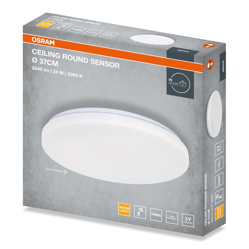 Osram - LED loftlampe med skumringssensor ROUND LED/24W/230V Ø 37 cm
