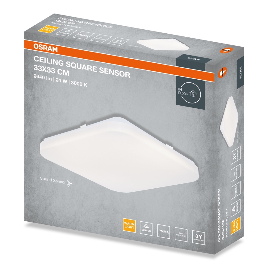 Osram - LED loftlampe med skumringssensor SQUARE LED/24W/230V 33x33 cm