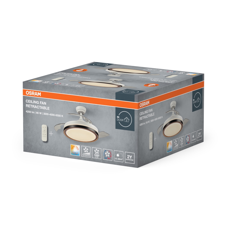 Osram - LED-loftarmatur med indbygget ventilator CEILING FAN LED/66W/230V 3000/4000/6500K hvid + fjernbetjening