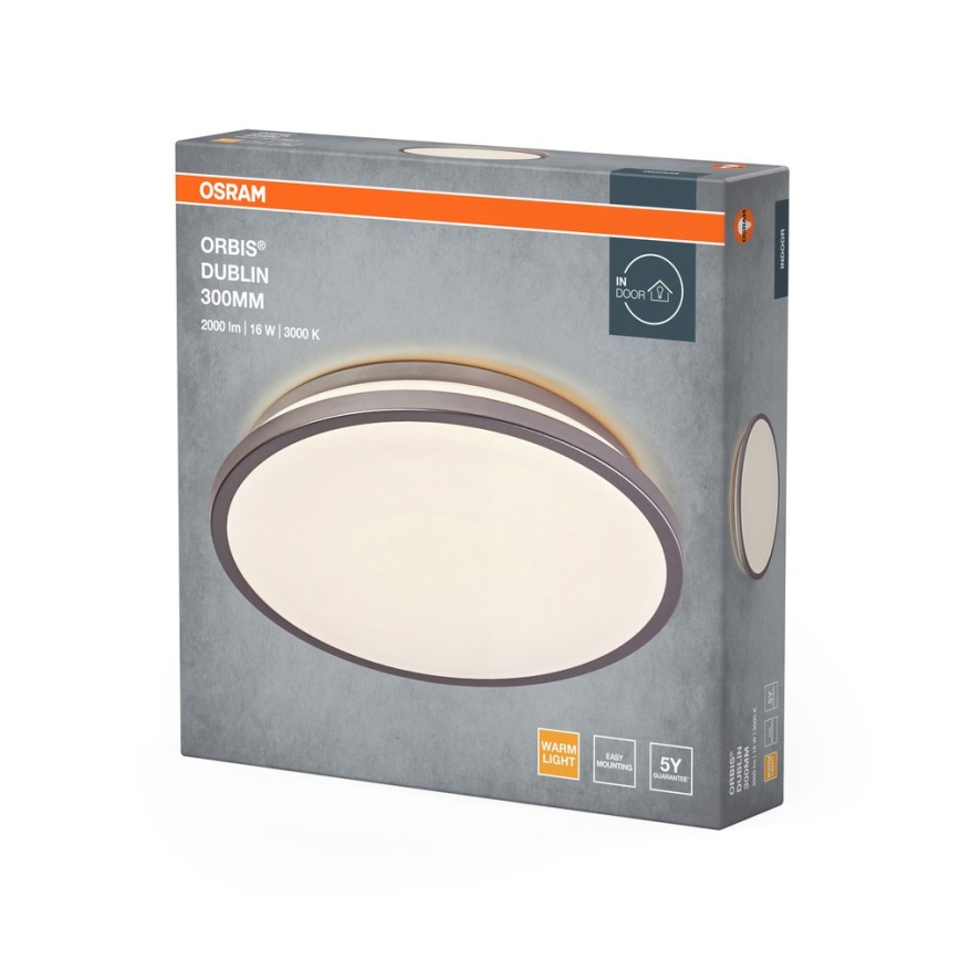 Osram - LED-loftlampe ORBIS DUBLIN LED/16W/230V Ø 30 cm sølv