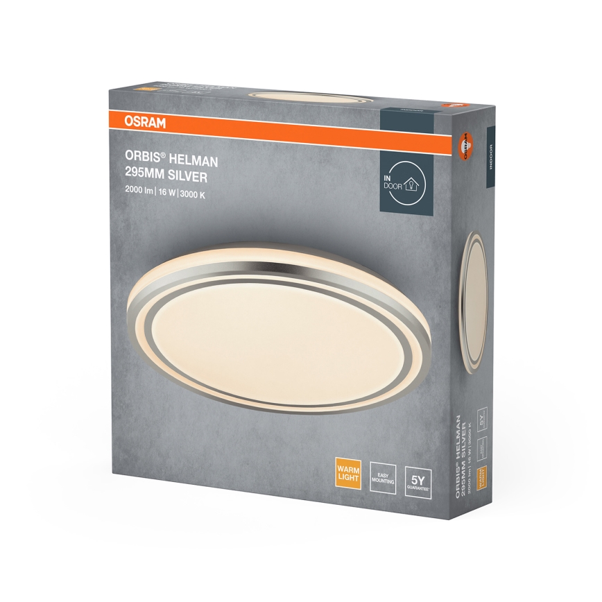 Osram - LED loftlampe ORBIS HELMAN LED/16W/230V Ø 29,5 cm sølv