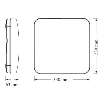 Osram - LED loftlampe SQUARE LED/24W/230V 33x33 cm