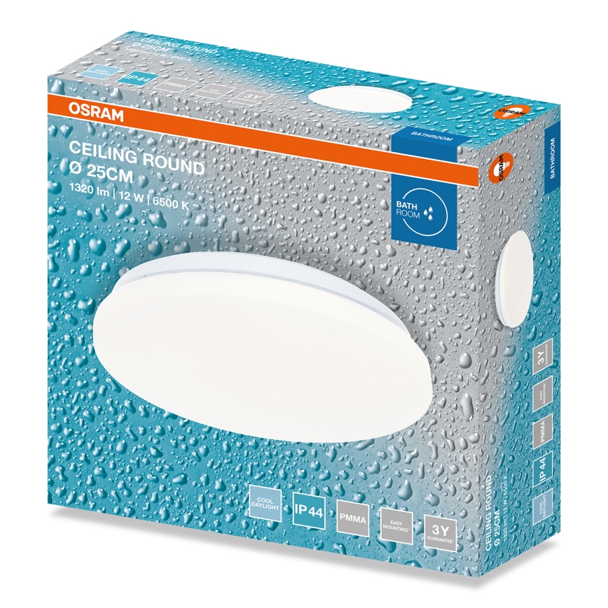 Osram - LED-loftlampe til badeværelse CEILING ROUND LED/12W/230V 6500K Ø 26 cm IP44 hvid