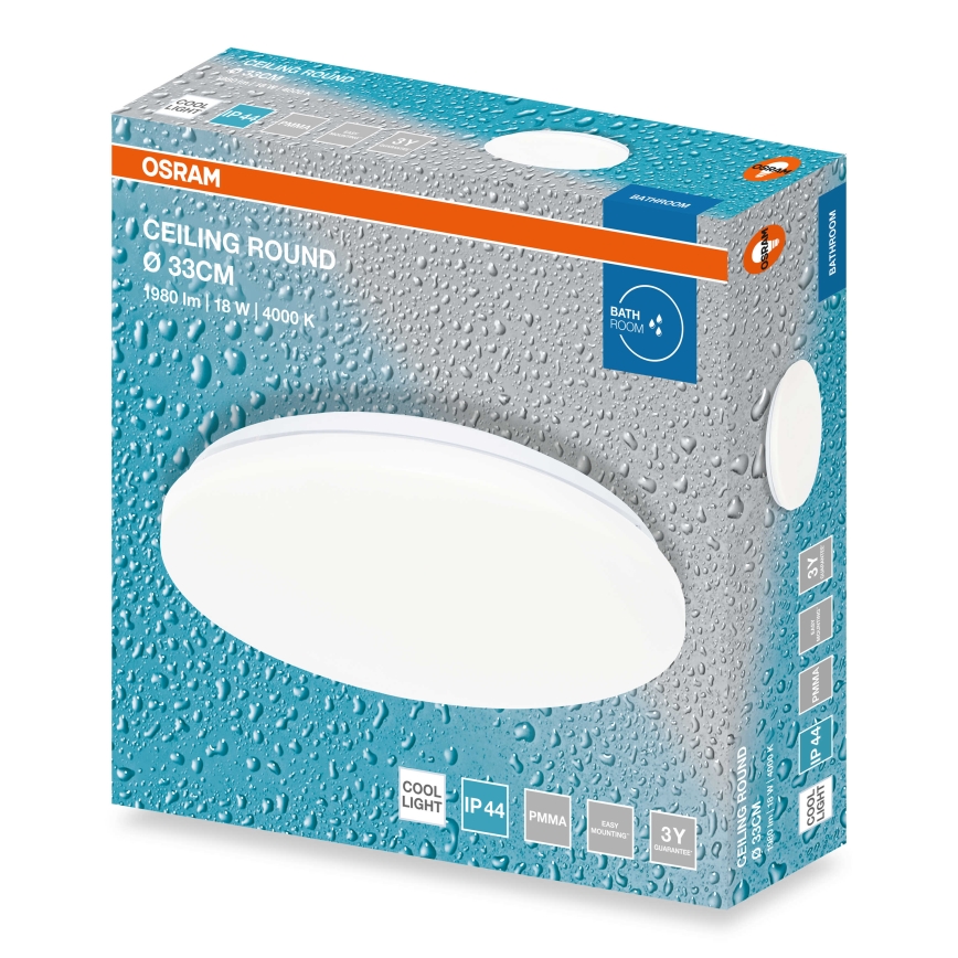 Osram - LED-loftlampe til badeværelse CEILING ROUND LED/18W/230V 4000K Ø 33 cm IP44 hvid
