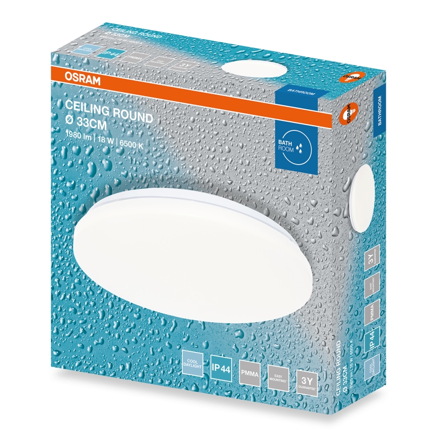 Osram - LED loftlampe til badeværelse CEILING ROUND LED/18W/230V 6500K Ø 33 cm IP44 hvid