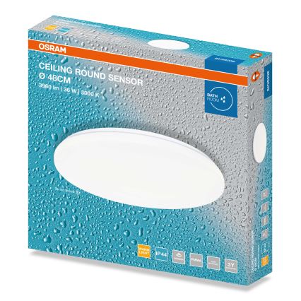 Osram - LED loftlampe til badeværelse med skumringssensor CEILING ROUND LED/36W/230V 4000K Ø 48 cm IP44 hvid