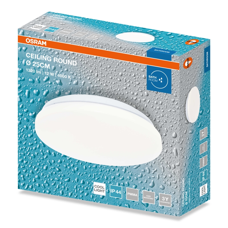 Osram - LED badeværelsesloftlampe CEILING ROUND LED/12W/230V 4000K Ø 26 cm IP44 hvid