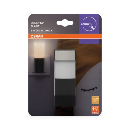 Osram - LED natlampe med skumringssensor LUNETTA LED/0,2W/230V, sort