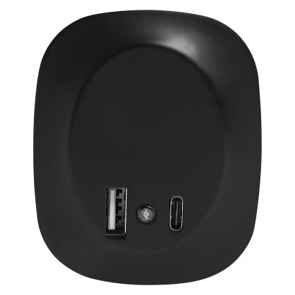 Osram - LED natlampe til stikkontakt med sensor og USB LUNETTA LED/12,5W/230V sort