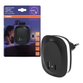 Osram - LED natlampe til stikkontakt med sensor og USB LUNETTA LED/12,5W/230V sort
