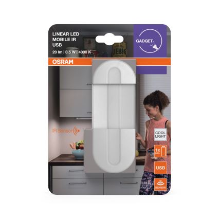 Osram - LED orienteringslampe med bevægelsessensor MOBILE LED/0,5W/3,7V 330 mAh CRI 90 hvid