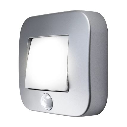 Osram - LED-orienteringslampe med sensor NIGHTLUX LED/0,3W/3xAAA IP54 sølvfarvet