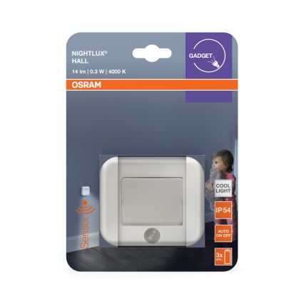 Osram - LED orienteringslampe med sensor NIGHTLUX LED/0,3W/3xAAA IP54