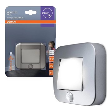 Osram - LED-orienteringslampe med sensor NIGHTLUX LED/0,3W/3xAAA IP54 sølvfarvet
