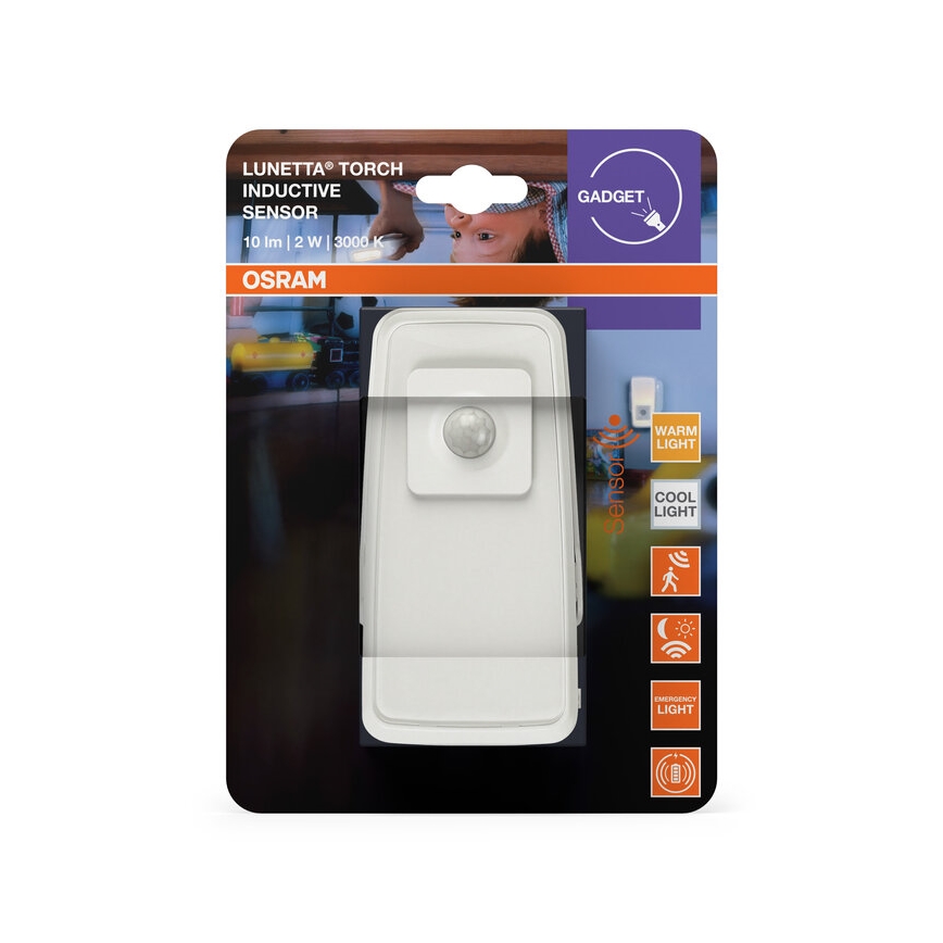 Osram - LED orienteringslampe til stikkontakt med sensor LUNETTA LED/2W/230V