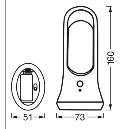 Osram - LED-orienteringslampe med bevægelses- og skumringssensor MOBILE LED/0,7W/4xAAA hvid