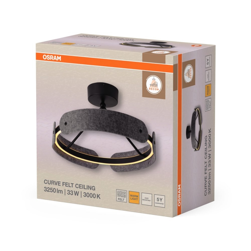Osram - LED overflademonteret loftlampe DECOR CURVE LED/33W/230V Ø 43 cm grå